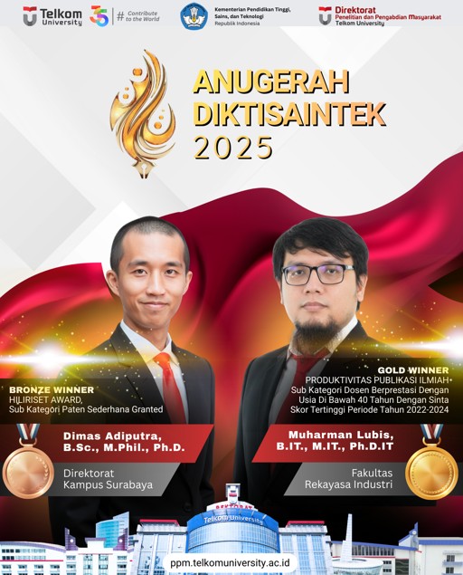 Peneliti Telkom University Raih Dua Penghargaan Bergengsi di Anugerah DIKTISAINTEK 2025